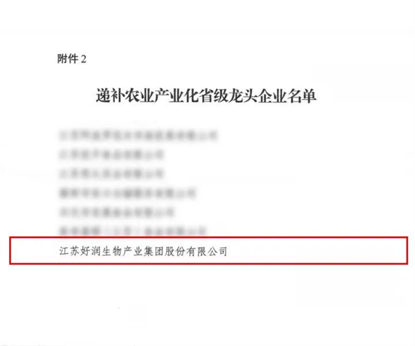 1.2 【喜報】好潤集團榮獲農業産業化省級重點龍頭企業稱号！203